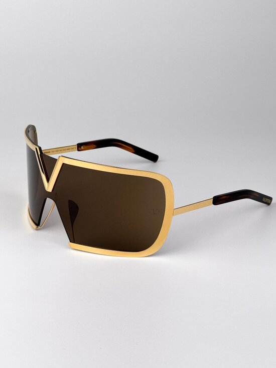 Valentino Sunglasses Gold Titanium Oversized Mask Brown Model V-ROMASK VLS-120 B main image 5